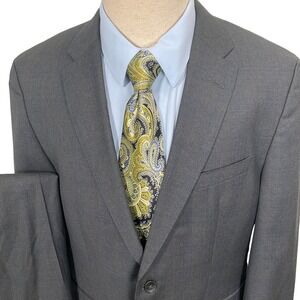 Hugo Boss Suit Mens 42S 35W Charcoal Blue Glen Plaid Reda Super 110 Italian Wool